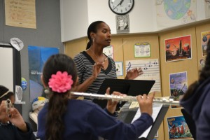 Genein Letford teaching a music class at NEW Academy, Canoga Park.